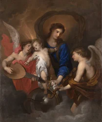 Neitsyt ja lapsi musiikkia soittavien enkelien kanssa, n.1630.
