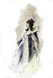 Desiree Claryn (1777-1860) muotokuva Ruotsin kuningattaresta vuonna 1818 (Ruotsin kuningattaren Desire Claryn muotokuva vuonna 1818) Antoine Calbetin piirros on piirretty Massonin "Napoleon et les femmes" -kirjasta