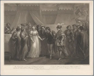 Catherine van Valois en koning Hendrik V van Engeland, 1420 Ranskan prinsessa Katariina lahjoitti Henrylle 5. Englannin (...) vuonna 1419 / La Princesse Catherine de France (...) (otsikko esineessä)