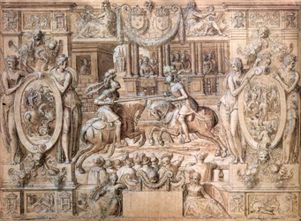 Turnaus Katariina de Medicin (1519-89) ja Henri II:n (1519-59) avioliiton yhteydessä vuonna 1533 (kynä ja paperille)