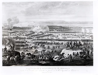 Austerlitzin taistelu Määrissä, 2. joulukuuta 1805, kaiverrus Antonio Verico (s. n. 1775)