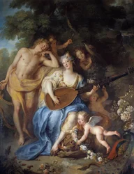 Yksityiskohta ”” Villarsin herttuattaren muotokuva”, os. Angelique de Varangeville (1683 -? ). Antoine Coypelin maalaus (1661-1722)