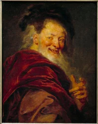Demokriittisen (460 - 370 eKr.) kreikkalaisen filosofin muotokuva. Antoine Coypelin maalaus (1661-1722)