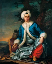Muotokuva eurooppalaisesta turkkilaisasuisessa - Antoine de Favray (1706-1791) maalaus, öljy kankaalle (146x119 cm), 1700-luvun toinen puoli, ranskalainen taide - Pera Museum, Istanbul (Turkki)