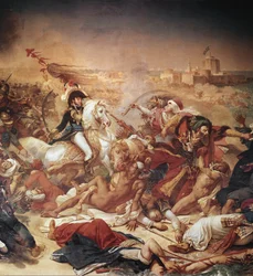 Abukirin taistelu, kenraali Murat taistelee ottomaanien armeijaa vastaan, yksityiskohta (1806, Öljy kankaalle)