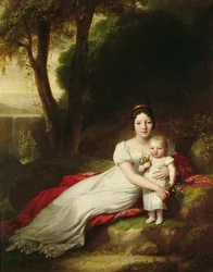 Hortense Eugénie de Beauharnais (1783-1837), Hollannin kuningatar, poikansa Charles Louis Napoléon Bonaparten (1808-73), tulevan Napoleon III:n, kanssa