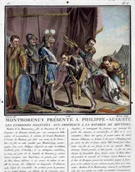 Filipp Augustukselle (1165-1223) lahjoitettu Montmorency Bouvinesin taistelun jälkeen, kaivertaja Jean Baptiste Morret (1790-1820).