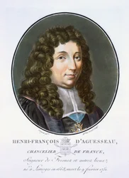 Henri-Francois dAguesseau, Muotokuvia suurista miehistä, maineikkaista naisista ja ikimuistoisista Ranskan kohteista, kaiverrettu ja painettu värillisesti, julkaisija Pierre Blin, 1786-92, Pariisi (värikaiverrus)