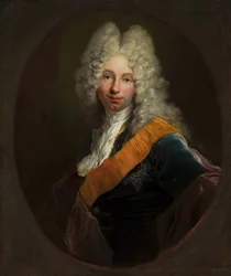 Puola:  Friedrich Wilhelm Kettler (1692-1711) (Portret mężczyzny w peruce i z orderem Czarnego Orła0 Friedrich Wilhelm Kettler (1692-1711) (Muotokuva peruukkipäisestä miehestä, jolla on Mustan kotkan ritarikunta).