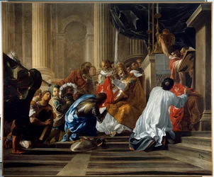 Ensimmäinen ristiretki: "" Toulousen Raymond IV, dit Raymond de Saint Gilles, Toulousen ja Tripolin kreivi (Raymond I) (1042-1105) ottaa ristin"" Antoine Rivalzin (1667-1735) maalaus Toulouse. Musée des Augustins