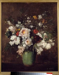 Maljakko kukkia Antoine Vollonin (1833-1900) maalaus 1800-luvun Lillen taidemuseo