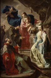 Neitsyt Maria neljän pyhän kanssa - Neitsyt Maria neljän pyhän kanssa - Antonin (Anton) Kern (1710-1747). Öljy kankaalle, n. 1735. Kansallisgalleria, Praha
