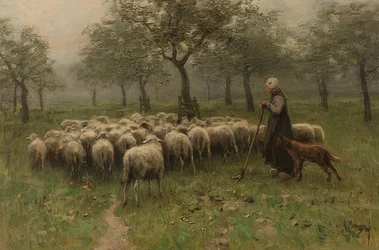 Paimenatar ja lammaslauma. Noin 1870-88