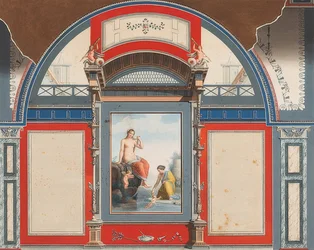 Roomalaisen talon seinämaalaus Villa Negronin alueella Roomassa, Venus ja nymfi eroteilla. 1778