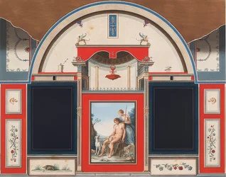 Roomalaisen talon seinämaalaus Villa Negronin alueella Roomassa, Venus ja haavoittunut Adonis. 1778