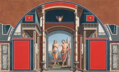 Roomalaisen talon seinämaalaus Villa Negronin alueelta Roomassa, Bacchus ja Ariadne. 1783