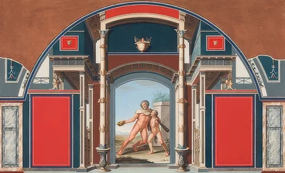 Roomalaisen talon seinämaalaus Villa Negronin alueelta Roomassa, Juopunut Herakles. 1781