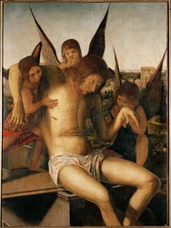 Pieta ja kolme enkeliä, n.1475 (öljy puulle).