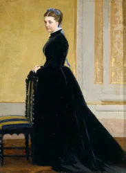 Luonnos Antonio Ciserin (1821-1891) naisen muotokuvaan, öljy kankaalle, 31x23 cm