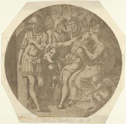 Mies jättää hyvästit naiselle, 1540-45.