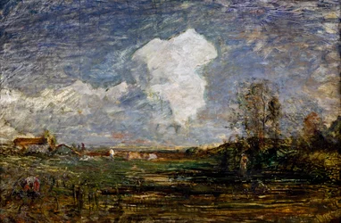 Antonio Fontanesin (1818-1882) tutkimus Pilville, öljy pahville, 52x75 cm. Italia