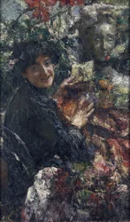 ""Aurelia"" Muotokuva roomalaisesta mallista, lempinimeltään Cornacchia (varis) Antonio Mancinin (1852-1930) maalaus, öljy kankaalle, 94 x 59,7 cm, noin 1906 Lontoon kansallisgalleria