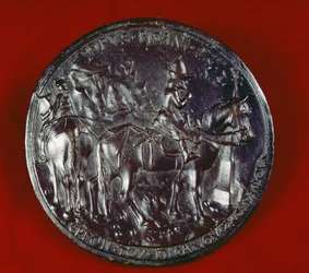 Johannes Paleologus VIII:aa (k. 1448) kuvaava mitali (pronssi)