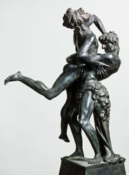 Hercules ja Antaeus, n. 1475, Antonio Pollaiuolo (1431 tai 1432-1498), pronssinen patsas, 46 cm, Italia