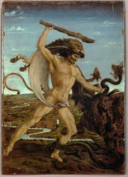 Herkules ja hydra (tempera puulle)