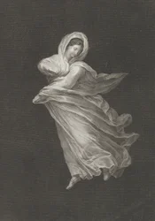 Bacchante, jolla on virtaava verho, katso alas, oikea käsi koukussa ja vasen käsi..., n. 1795-1847.