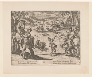 Aleksanteri Suuri metsästää villieläimiä Bazairalla Aleksanteri Suuren teot (sarjan nimi) Alexandri magni praecipvae res gestae (sarjan nimi)