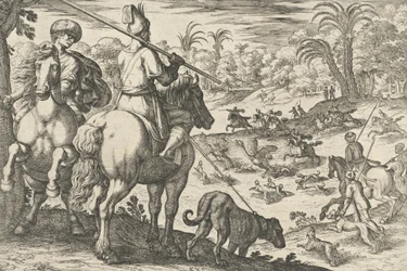 Strutsimetsästys elokuvasta "Hunting Scenes VI", 1609.