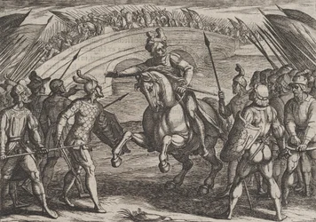 Levy 22: Civilis erottaa saksalaiset ja hollantilaiset joukot Roomalaisten sodasta th..., 1611.