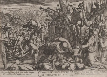 Levy 22: Josaphat kiittää Jumalaa hänen voitostaan, teoksesta The Battles of the Old..., n. 1590-n. 1610.