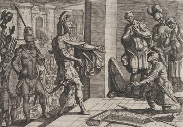 Levy 26: Cerialis armahtaa ja helpottaa roomalaisia sotilaita, jotka olivat auttaneet Civilisiä, The Wa..., 1611.