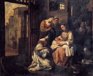 Antoni Viladomat i Manaltin (1678-1755) maalaus "Pyhän Francoisin syntymä" 1700-luvun Barcelona. Katalonian kansallinen taidemuseo.