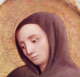 Pyhän Hieromuksen alttaritaulun pyhimyksen pää, 1441 (tempera taulussa) (yksityiskohta)