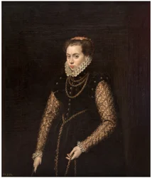 Espanjaksi:  La dama de las cadenas de oro Lady with Gold Chains (nainen kultaketjujen kanssa)