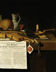 Vanitas asetelma kunnianosoitus amiraali Marten Herpertszwoon Trompille, 1655