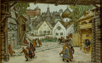 Lavastus Pjotr Tšaikovskin oopperaan The Oprichnik The Guardsman, 1911