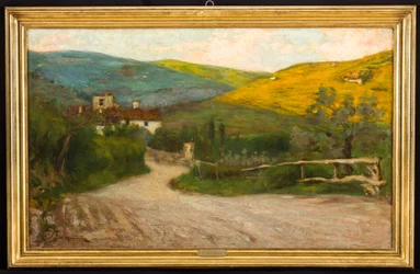 Toscanalainen maisema ja talo (öljy kankaalle)