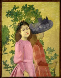 Kaksi nuorta tyttöä, kevätmaalaus, 1890, yksityiskokoelma