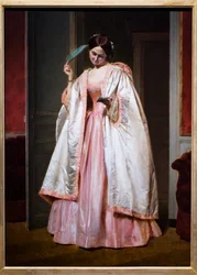 Nuori tyttö lukemassa kirjettä, n. 1851 (Öljy puulle)