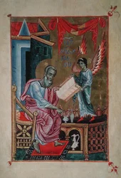 Arm.558, fol.265v Johannes evankelista, evankeliumikirjasta, noin 1250 (pergamentti).