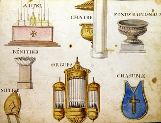 Kuvitukset lähteestä "A French Alphabet Book of 1814", julkaisija Charles Plante Fine Arts.