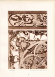 Art Nouveau Ornamental Design with Birds and Butterflies (litografia) (jugendtyyli)