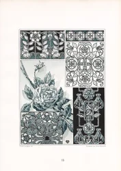 Rose Ornament Studies in Green Sävyjä (litografia)