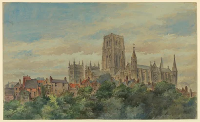 Piirros, Näkymä Durhamin katedraaliin, 1883