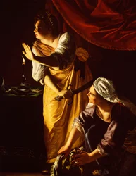 Judith ja hänen palvelijattarensa Holoferneksen pään kanssa