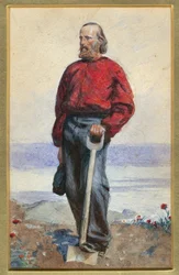 Giuseppe Garibaldi Caprin saarella - Arthur Boyd Houghtonin teos (1836-1875) - 1860 - Vesiväri paperille - 25,5x18 - Yksityiskokoelma